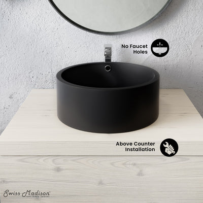 Monaco 16.5” Round Vessel Sink in Matte Black