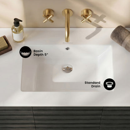 48" Zero Hole Vanity Sink Top in Glossy White