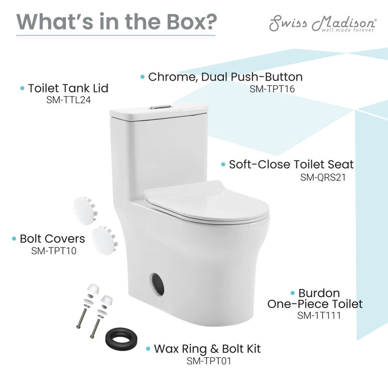 Burdon One-Piece Elongated Toilet Vortex Dual-Flush 1.1/1.6 gpf