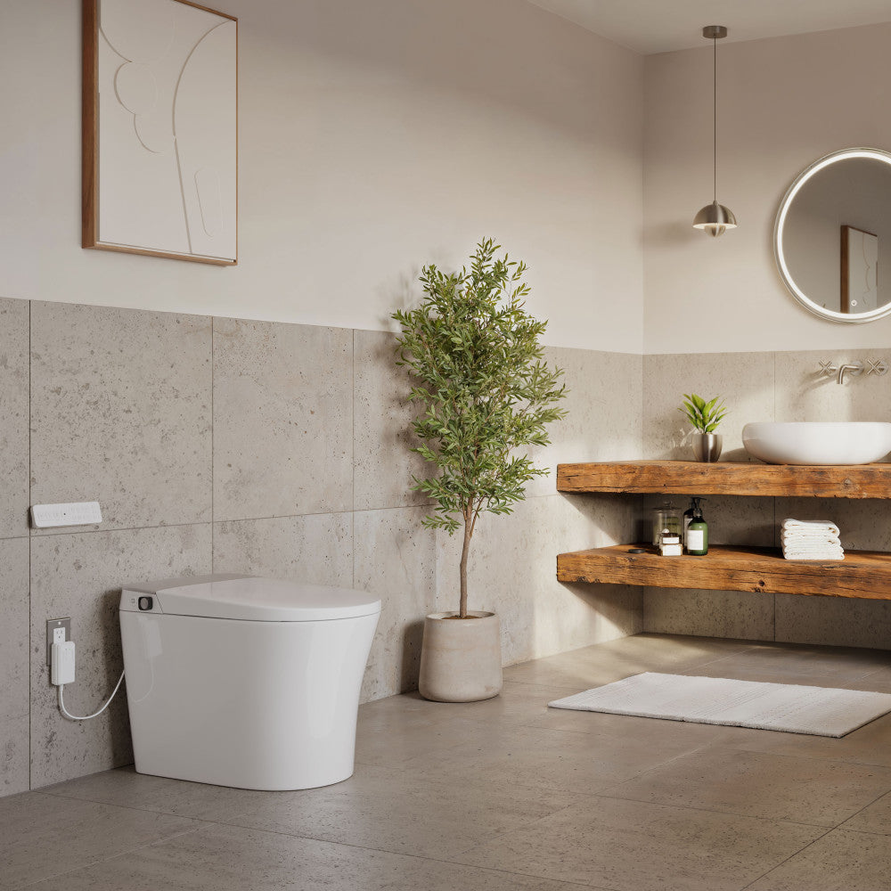 Hugo G Smart Toilet 12" Rough-in ADA Height in Glossy White with Integrated Tank, Auto Flush, Night Light