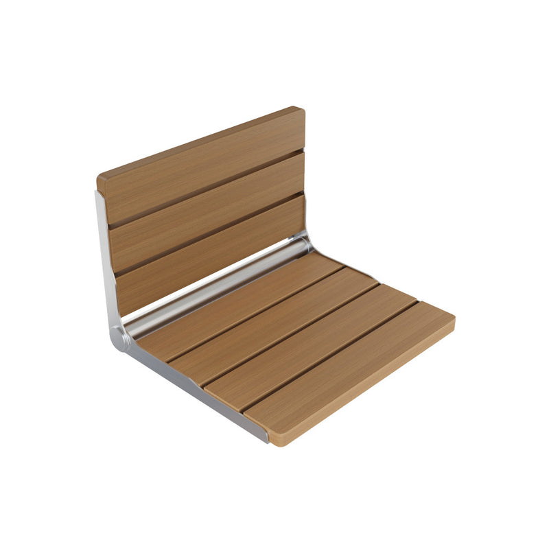 Alliance 16" x 13" Folding Wall-Mounted Shower Seat in Natural Teak