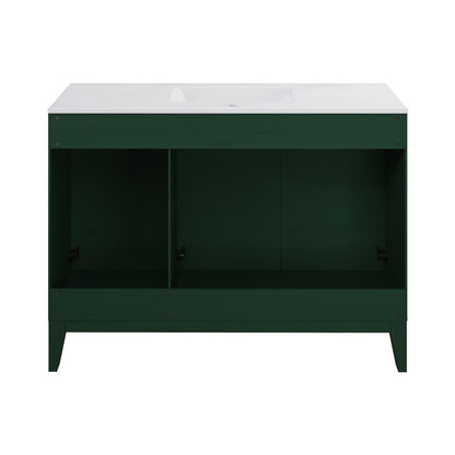 Cascade 48" Freestanding Bathroom Vanity in Green Oak with Sink Top