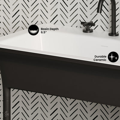 Ivy 32" Solid Surface Console Sink in Matte Black