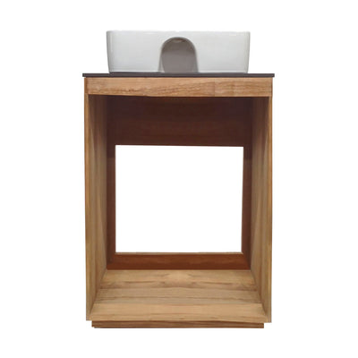 Rennes 24" Reclaimed Wood Vanity in Natural Teak with Slate Countertop and Single Hole Vessel Sink