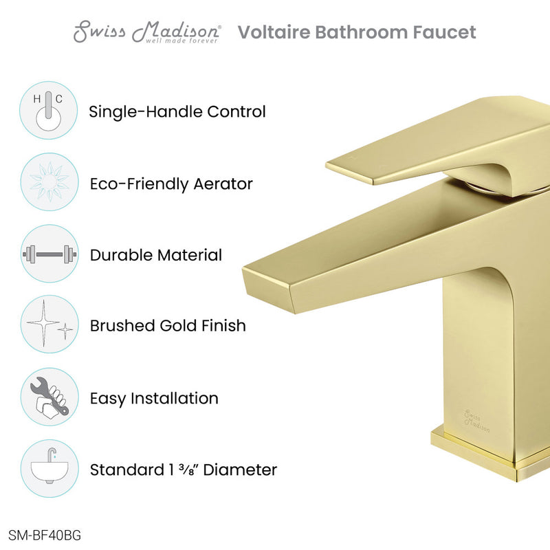 Voltaire Single Hole, Single-Handle, Bathroom Faucet in Brushed Gold