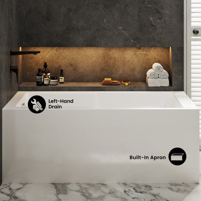 Voltaire 60 x 32 Left Hand Drain Drain Alcove Tub with Corner Apron