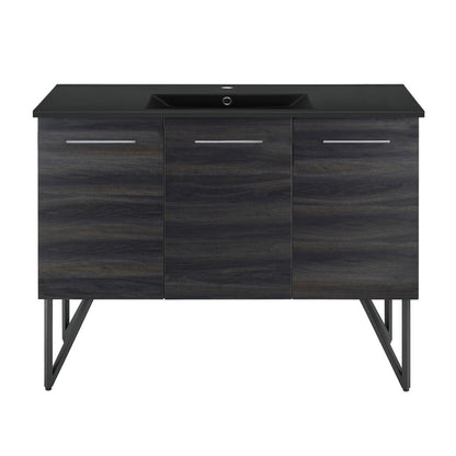 Annecy 48 in. Black Walnut Bathroom Vanity With Black Ceramic Sink Top