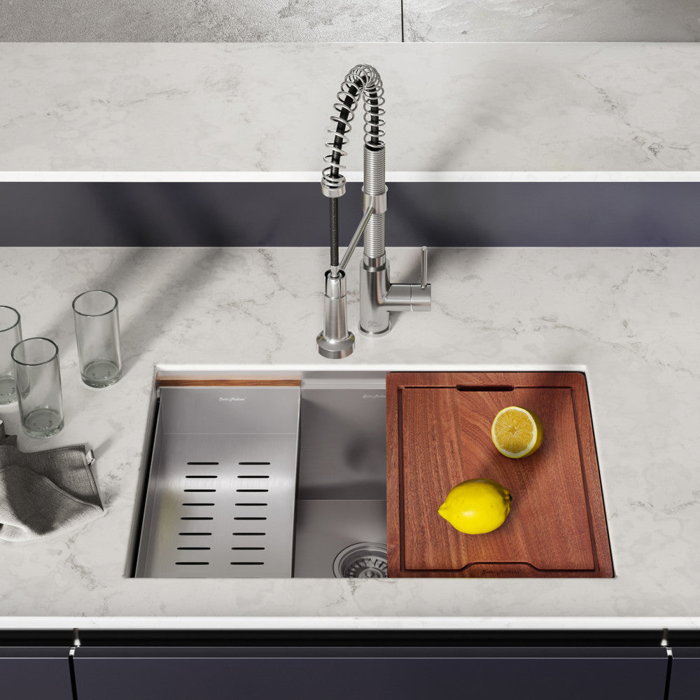 Rivage 27 x 19 Single Basin Undermount Kitchen Workstation Sink