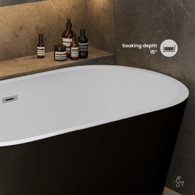 Claire 60" Freestanding Bathtub Matte Black and Matte White