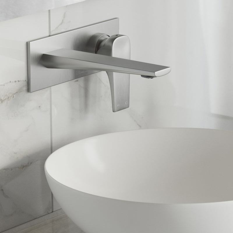 Monaco Single-Handle, Wall-Mount, Bathroom Faucet in Brushed Nickel