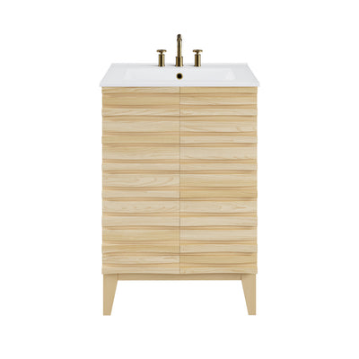 Cascade 24 in. Natural Oak Bathroom Vanity With White, 3-Hole Ceramic Sink Top