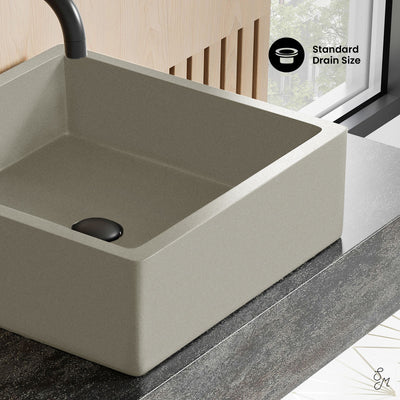 Lisse 15.5" Concrete Square Vessel Sink in Matte Taupe