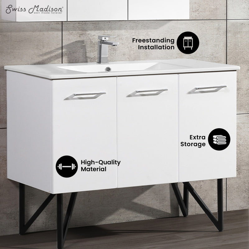Annecy 48" Freestanding Bathroom Vanity in White with Sink Top