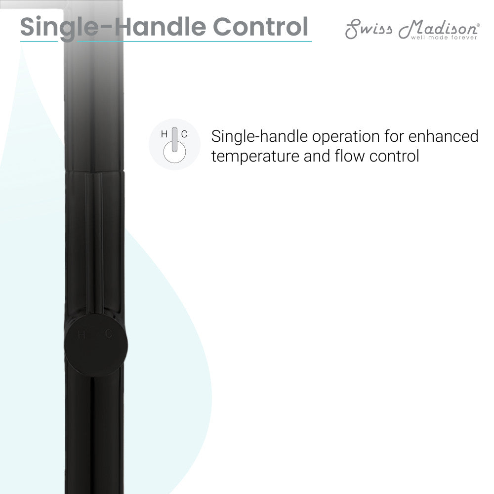 Pull-down kitchen faucet in matte black, single handle for temperature and flow control.