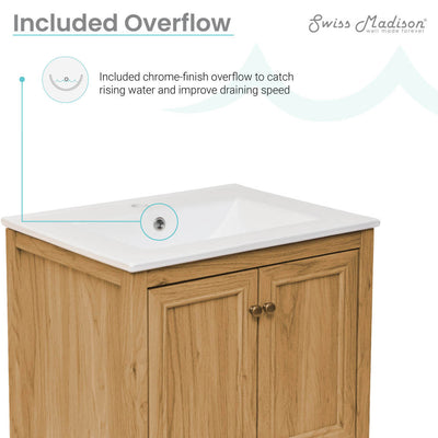 Chateau 24" Freestanding Bathroom Vanity in Golden Oak with Sink Top
