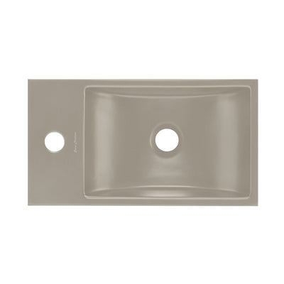 Lisse 16" Concrete Rectangle Wall-Mounted Sink with Left Side Faucet Mount in Matte Taupe