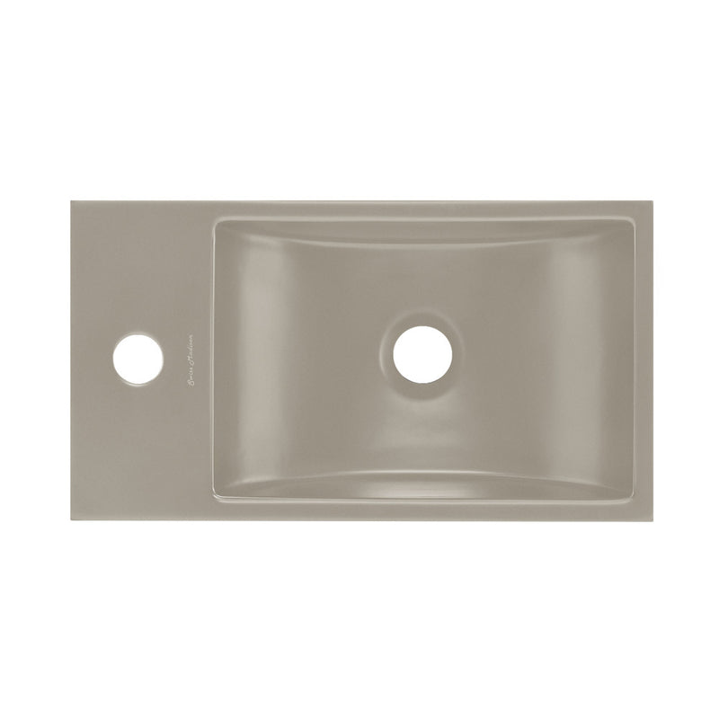 Lisse 16" Concrete Rectangle Wall-Mounted Sink with Left Side Faucet Mount in Matte Taupe