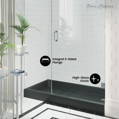 Voltaire 60" x 32" Acrylic Black, Single-Threshold, Right-Hand Drain, Shower Base