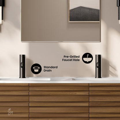 Cascade 48" Wall-Mounted Bathroom Vanity in Brown Oak with Double Basin Sink Top