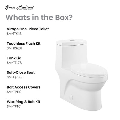 Virage One Piece Elongated Toilet with Touchless Retrofit Dual Flush 1.1/1.6 gpf