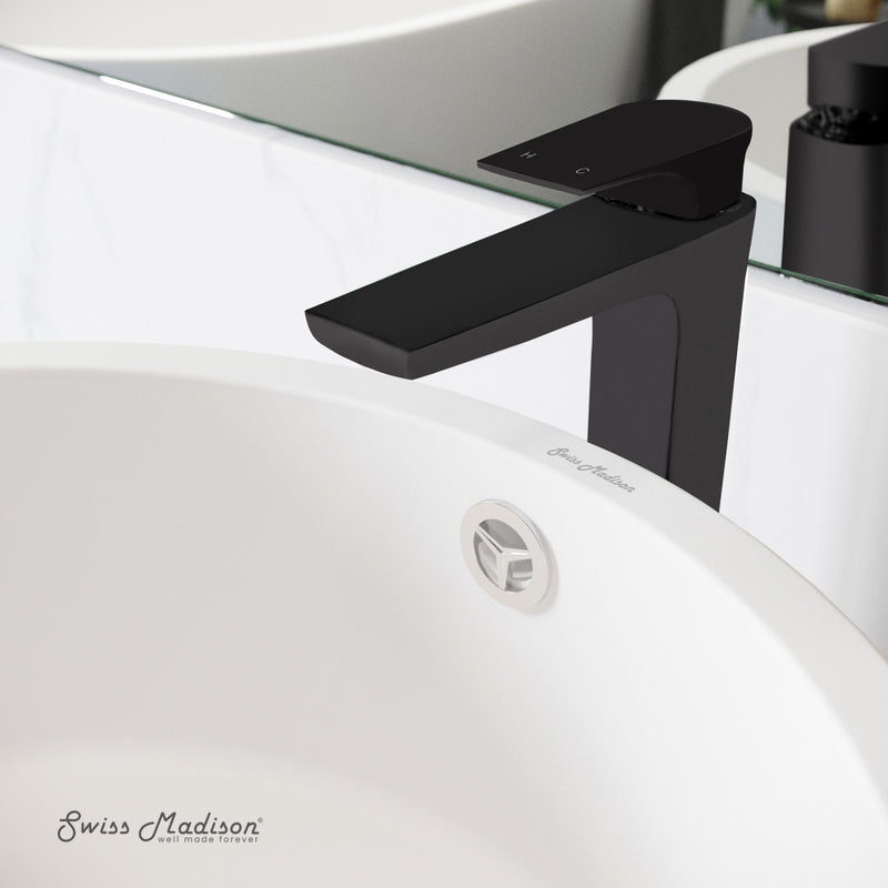 Monaco Single Hole, Single-Handle, High Arc Bathroom Faucet in Matte Black