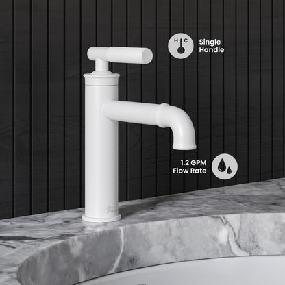 Avallon Single Hole, Single-Handle Sleek, Bathroom Faucet in Matte White