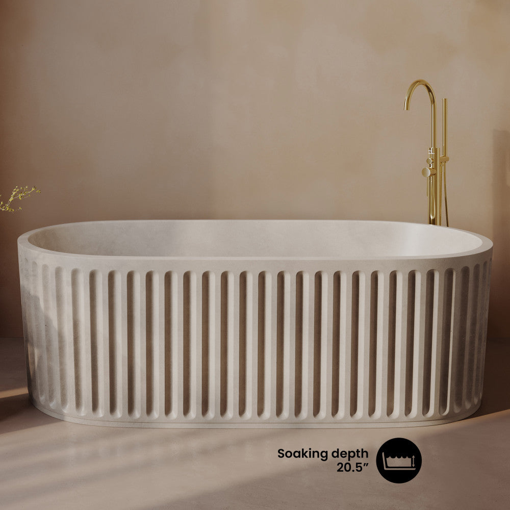 Delice 67" Freestanding Concrete Bathtub in Sand, Drain Included
