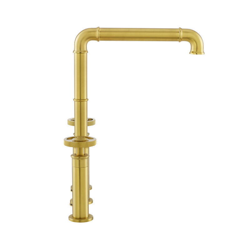 Avallon Pro Widespread Kitchen Faucet with Side Sprayer in Brushed Gold