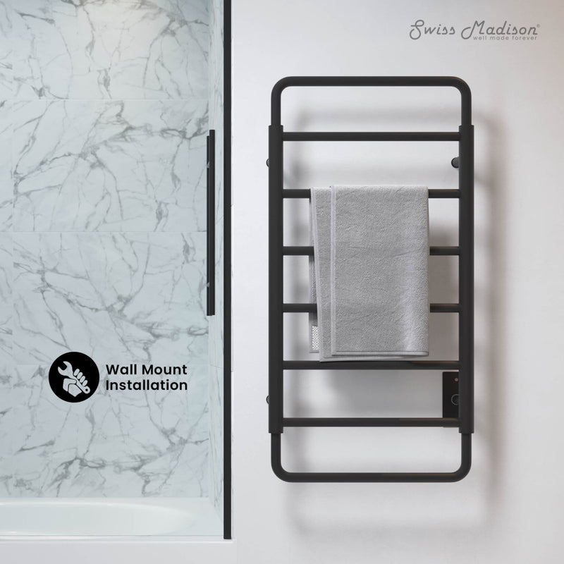 Ivy 8-Bar Electric Towel Warmer in Matte Black