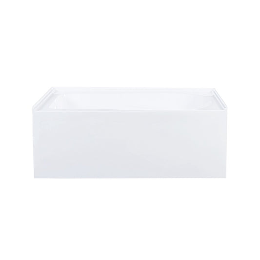 Voltaire 54 x 30 Skirted Left Drain Soaking Alcove Bathtub in Glossy White with Integrated Armrest