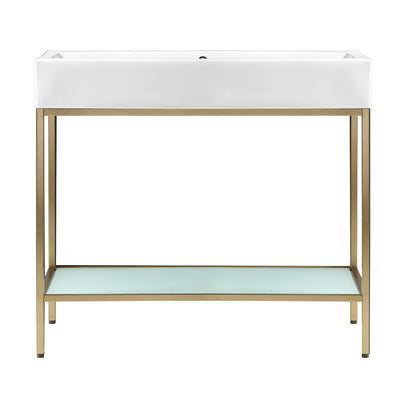 Pierre 40 Single, Freestanding, Open Shelf, Gold Metal Frame Bathroom Vanity