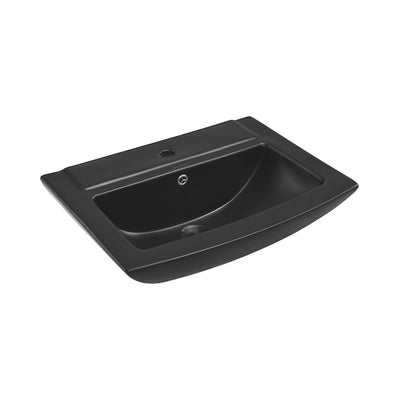 Sublime Square Two-Piece Pedestal Sink in Matte Black