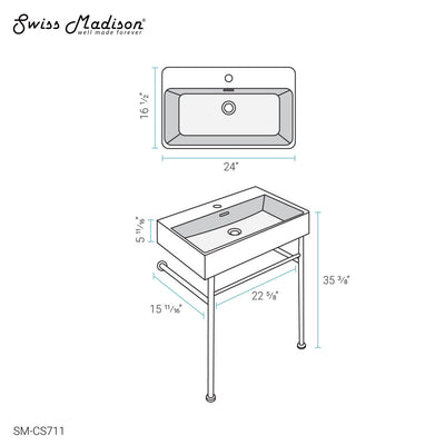Swiss Madison Well Made Forever SM-SK711-10C - Claire 24 Ceramic Console Sink Bundle