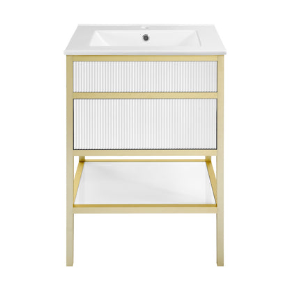 Cache 24" Freestanding Bathroom Vanity in White with Sink Top