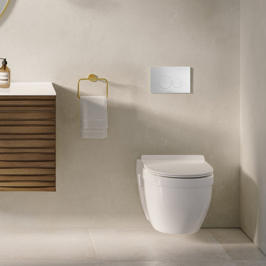 Ivy Wall-Hung Toilet Bundle 0.8/1.6 GPF Dual Flush in Glossy White with White Flush Plate