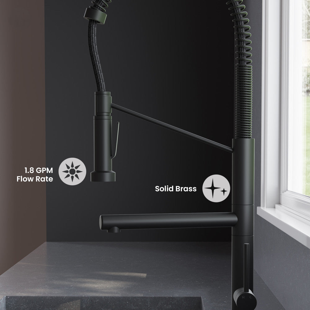 Nouvet Single Handle, Pull-Down Kitchen Faucet with Pot Filler in Matte Black