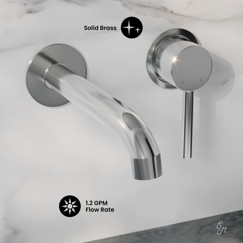 Ivy Single-Handle Wall Mount Bathroom Faucet in Polished Chrome