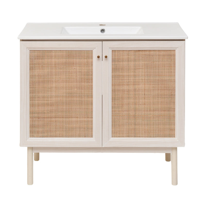 Classe 36" Freestanding Bathroom Vanity in White Oak with Sink Top