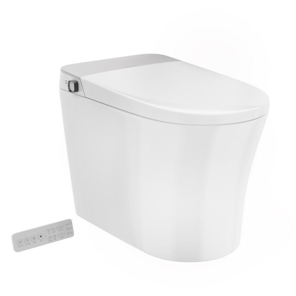 Hugo G Smart Toilet 12" Rough-in ADA Height in Glossy White with Integrated Tank, Auto Flush, Night Light