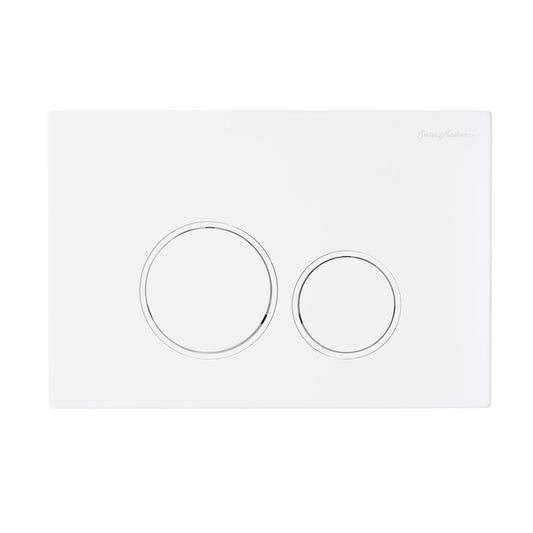 Monaco Wall Mount Dual Flush Actuator Plate with Round Push Buttons in Matte White