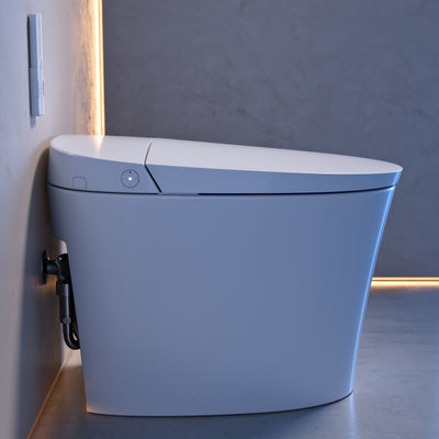 Viro V20 Smart Toilet 12” Rough-in ADA Height in Glossy White with Foam Shield, Integrated Tank, Auto Open/Close, Foot Sensor