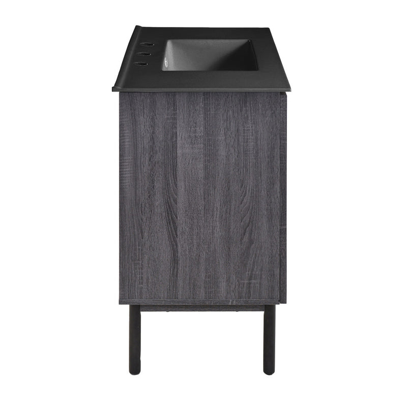 Classe 36 in. Black Oak Bathroom Vanity With Black, 3-Hole Ceramic Sink Top