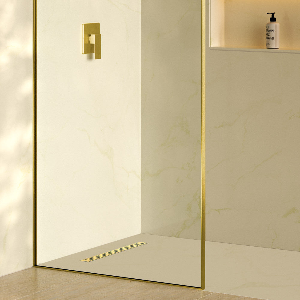 Voltaire 24" Stainless Steel Linear Shower Drain in Brushed Gold