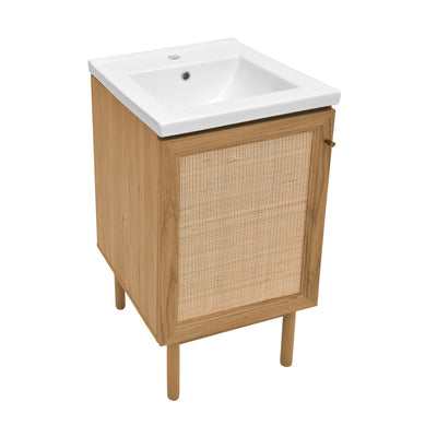 Classe 18" Freestanding Bathroom Vanity in Golden Oak with Sink Top