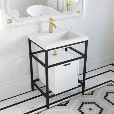 Ivy 24" Freestanding Bathroom Vanity in Black with Sink Top