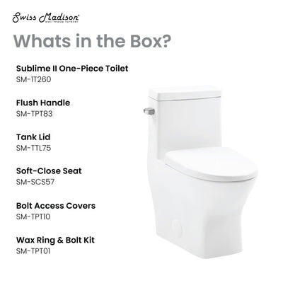 Sublime II One-Piece 12" Rough-in 1.28 GPF Left Flush Round Compact Toilet in Glossy White