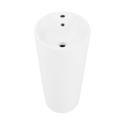 Monaco Circular Basin Pedestal Sink in Matte White