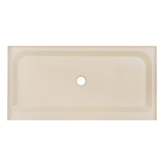 Voltaire 60" x 30" Single-Threshold, Center Drain, Shower Base in Biscuit