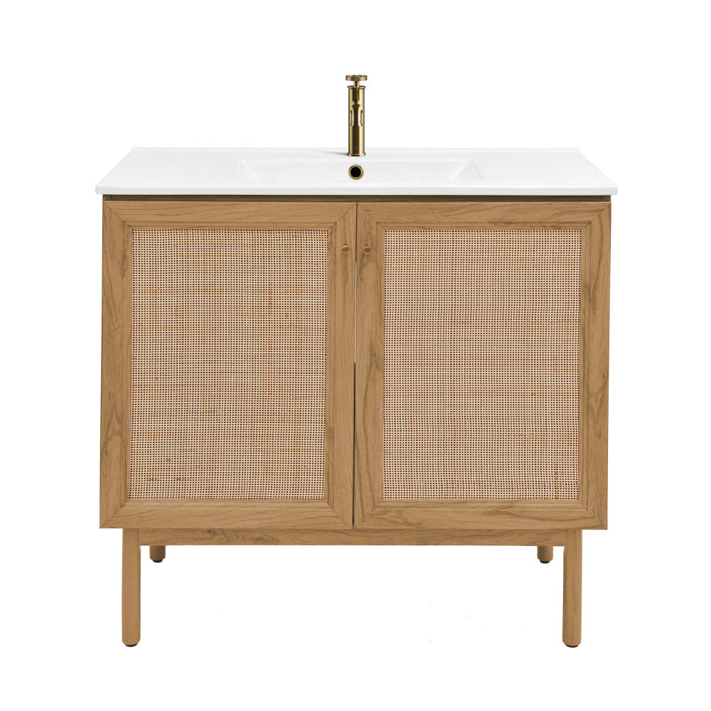 Classe 36" Freestanding Bathroom Vanity in Golden Oak with Sink Top