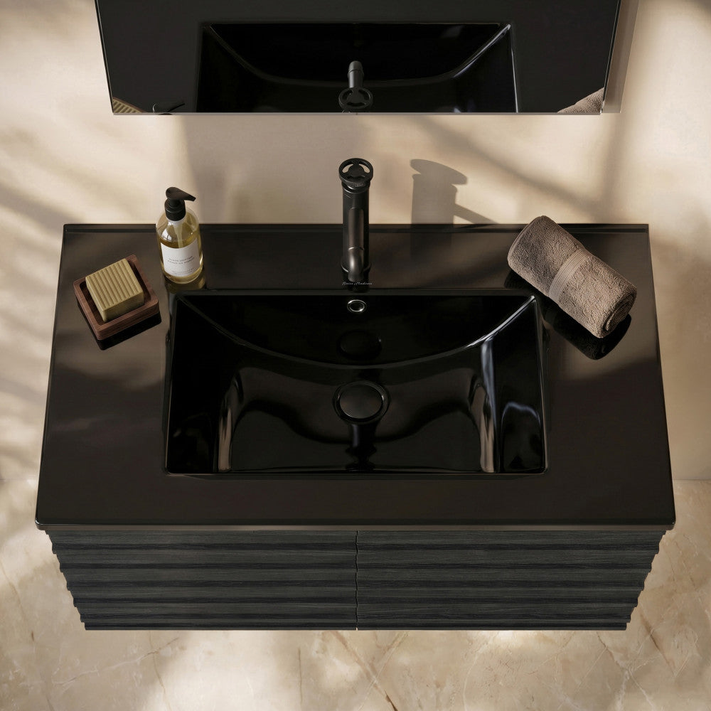 30" Vanity Sink Top in Glossy Black